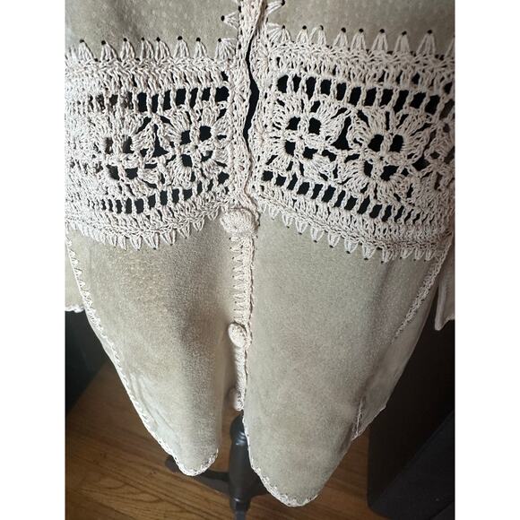 Kroshetta Leather Jacket with Crochet Trim – Women’s XL - Picture 3 of 8